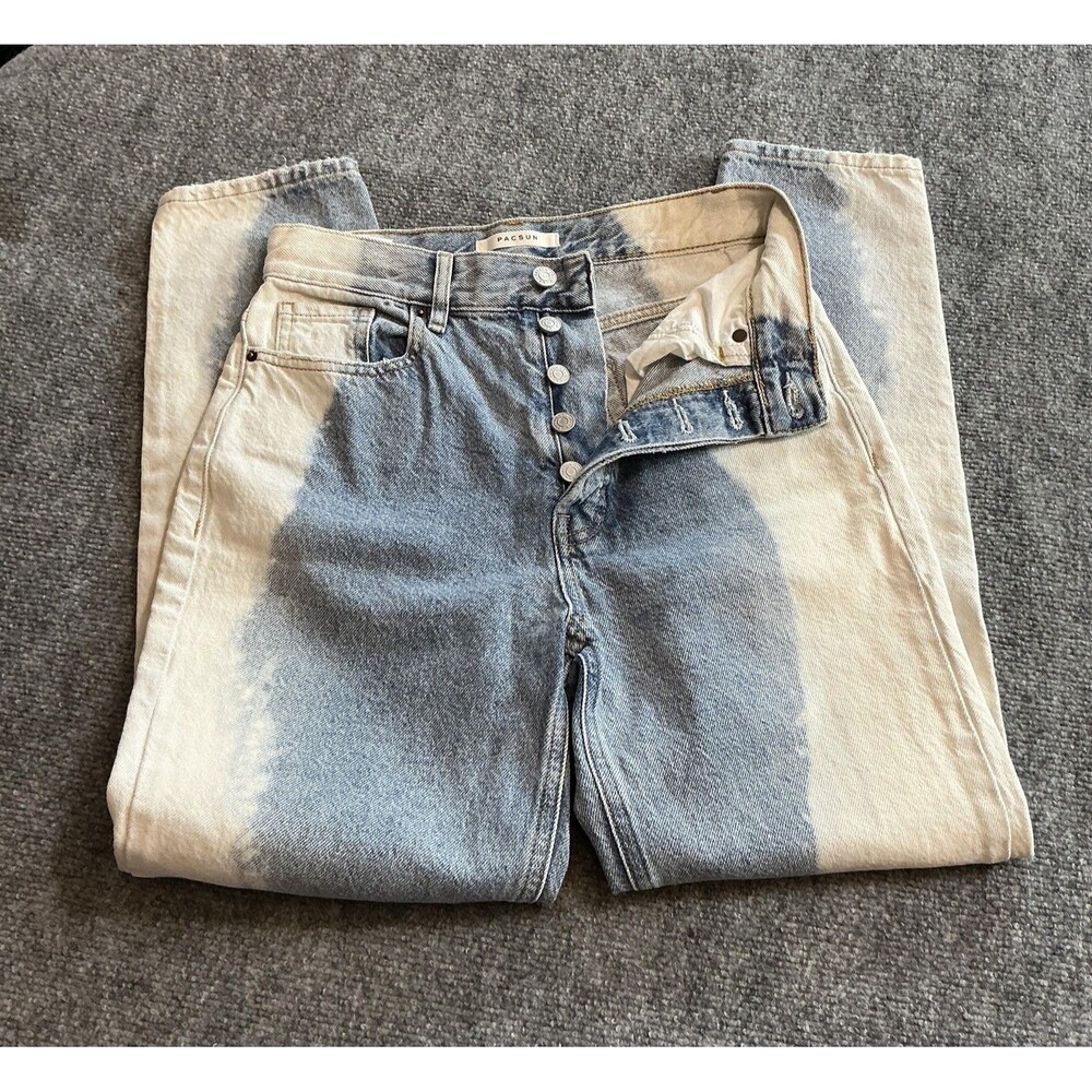 PacSun Ultra High Rise Slim Jeans Womens 25 Blue Acid Wash Button Fly Denim